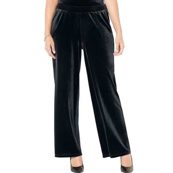Ralph Lauren Pants - New Ralph Lauren Plus Size Wide Leg Luxury Black Velvet Pants Elastic Waist 2X